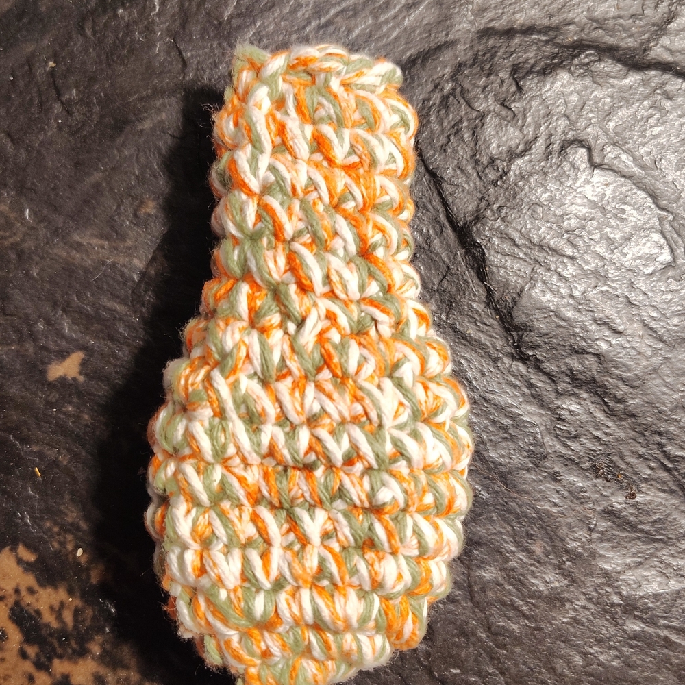 Handmade Crochet Pot Holder in Orange/Green/White